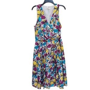 Kasper Floral Faux Wrap Sleeveless Dress Sz 14